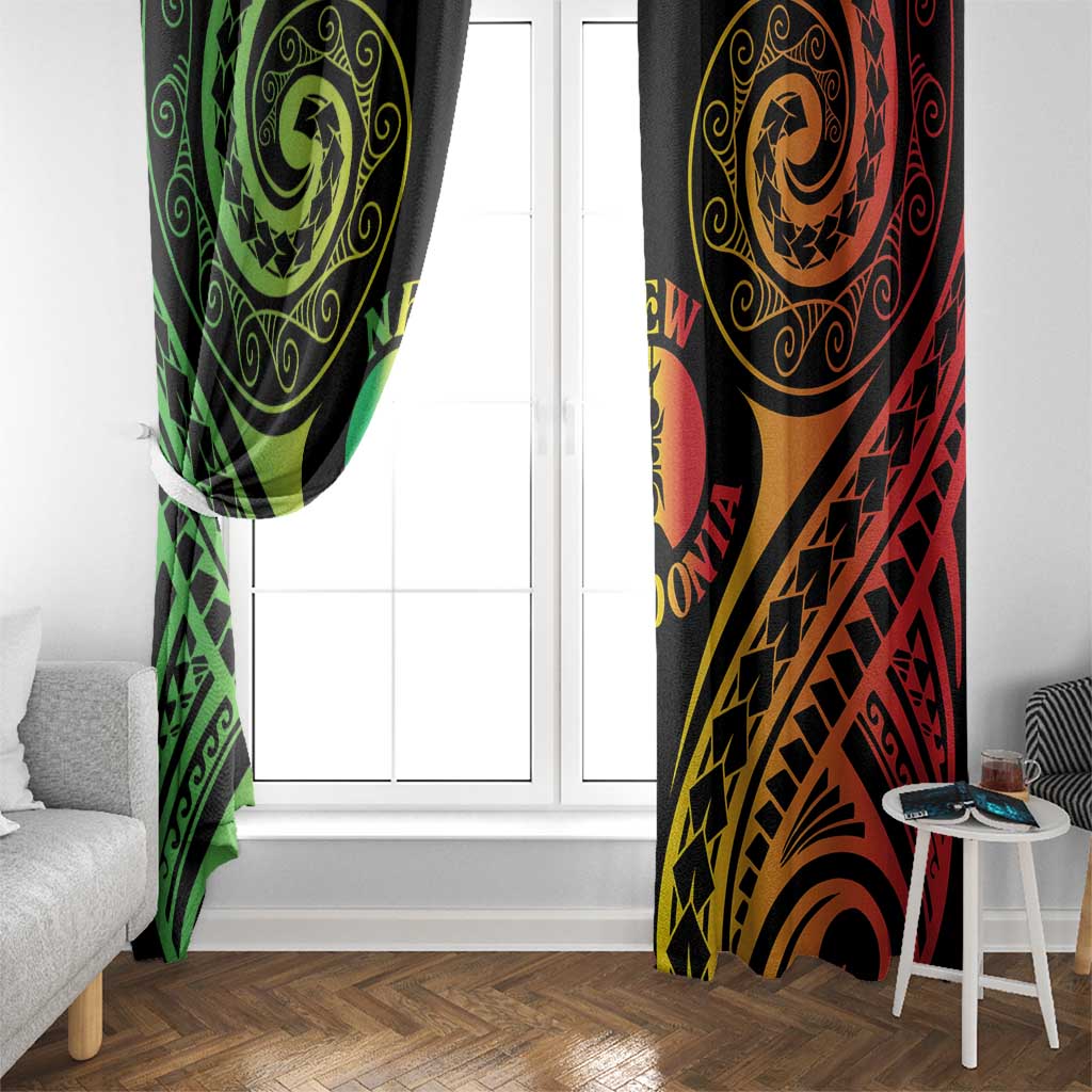 New Caledonia Day Window Curtain Polynesian Curves Reggae Color - Polynesian Pride