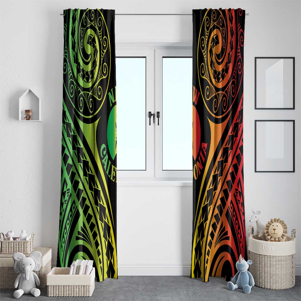 New Caledonia Day Window Curtain Polynesian Curves Reggae Color - Polynesian Pride