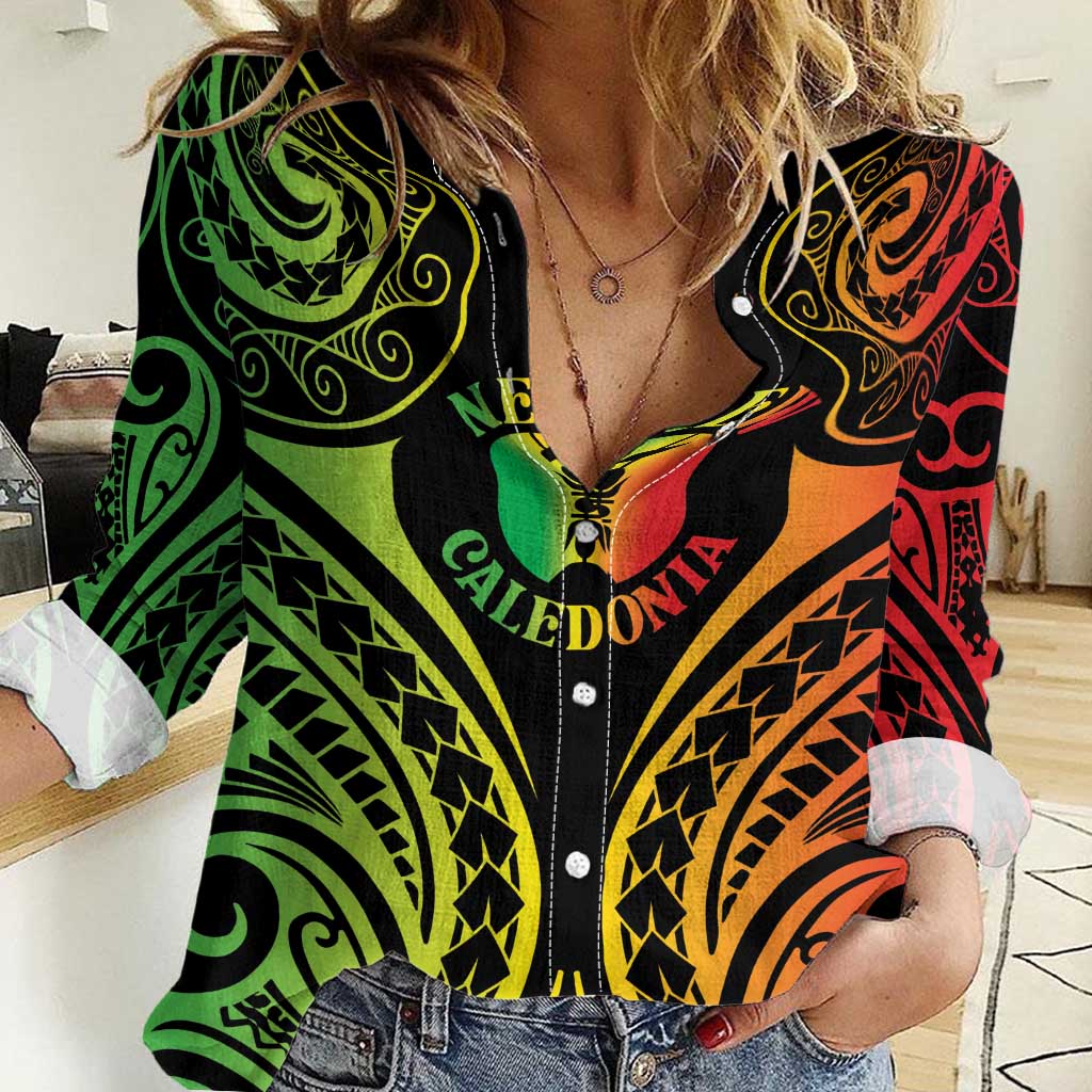 New Caledonia Day Women Casual Shirt Polynesian Curves Reggae Color - Polynesian Pride