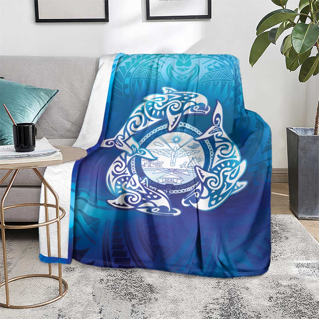 Marshall Islands Manit Day Blanket Tribal Dolphin With Marshall Seal - Polynesian Pride