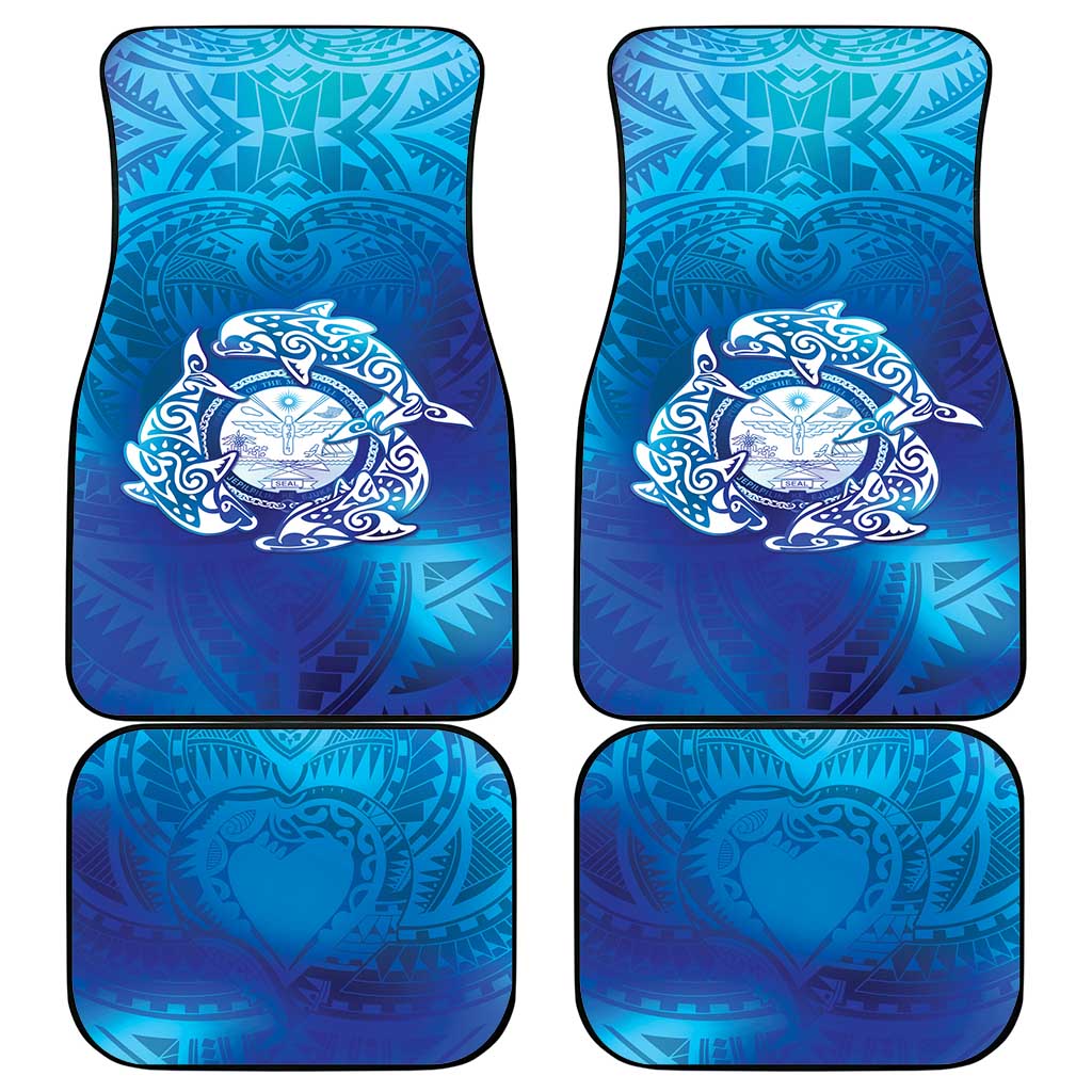 Marshall Islands Manit Day Car Mats Tribal Dolphin With Marshall Seal - Polynesian Pride