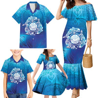 Marshall Islands Manit Day Family Matching Mermaid Dress and Hawaiian Shirt Tribal Dolphin With Marshall Seal - Polynesian Pride