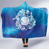 Marshall Islands Manit Day Hooded Blanket Tribal Dolphin With Marshall Seal - Polynesian Pride