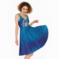 Marshall Islands Manit Day Midi Dress Tribal Dolphin With Marshall Seal - Polynesian Pride