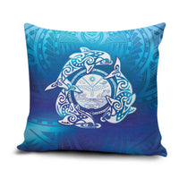 Marshall Islands Manit Day Pillow Cover Tribal Dolphin With Marshall Seal - Polynesian Pride