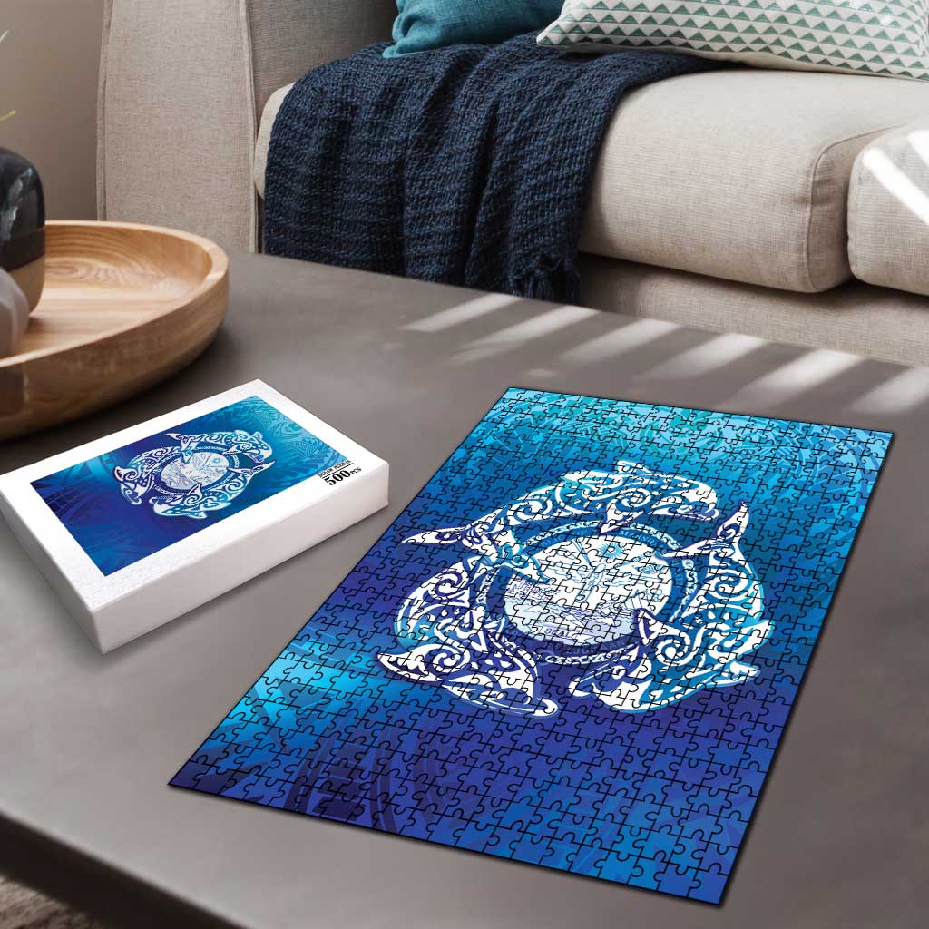 Marshall Islands Manit Day Puzzle Tribal Dolphin With Marshall Seal - Polynesian Pride