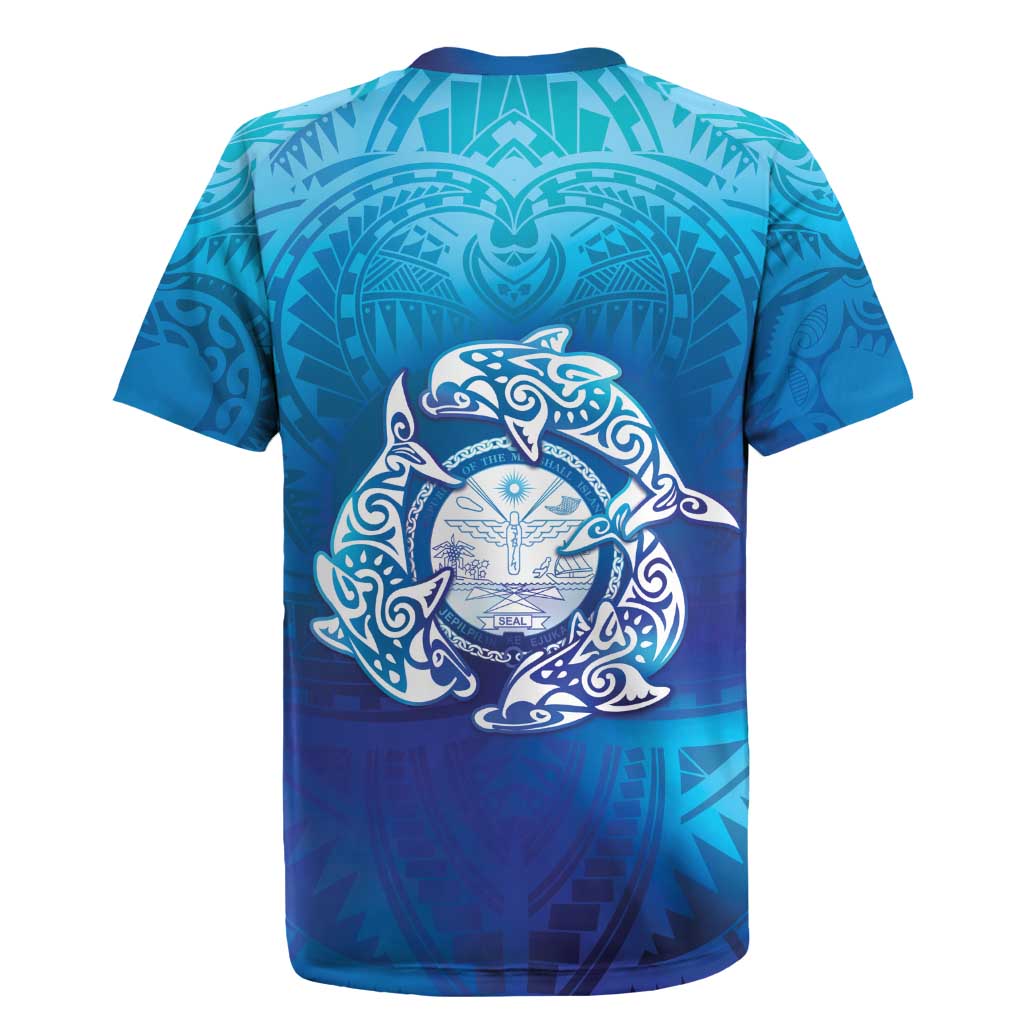 Marshall Islands Manit Day Rugby Jersey Tribal Dolphin With Marshall Seal - Polynesian Pride