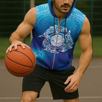 Marshall Islands Manit Day Sleeveless Zip Hoodie Tribal Dolphin With Marshall Seal - Polynesian Pride