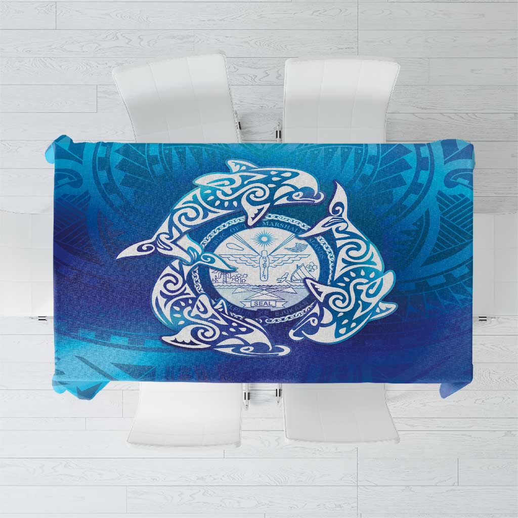 Marshall Islands Manit Day Tablecloth Tribal Dolphin With Marshall Seal - Polynesian Pride