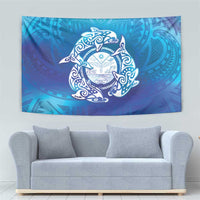 Marshall Islands Manit Day Tapestry Tribal Dolphin With Marshall Seal - Polynesian Pride
