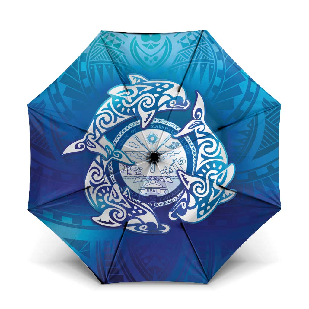 Marshall Islands Manit Day Umbrella Tribal Dolphin With Marshall Seal - Polynesian Pride