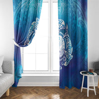 Marshall Islands Manit Day Window Curtain Tribal Dolphin With Marshall Seal - Polynesian Pride