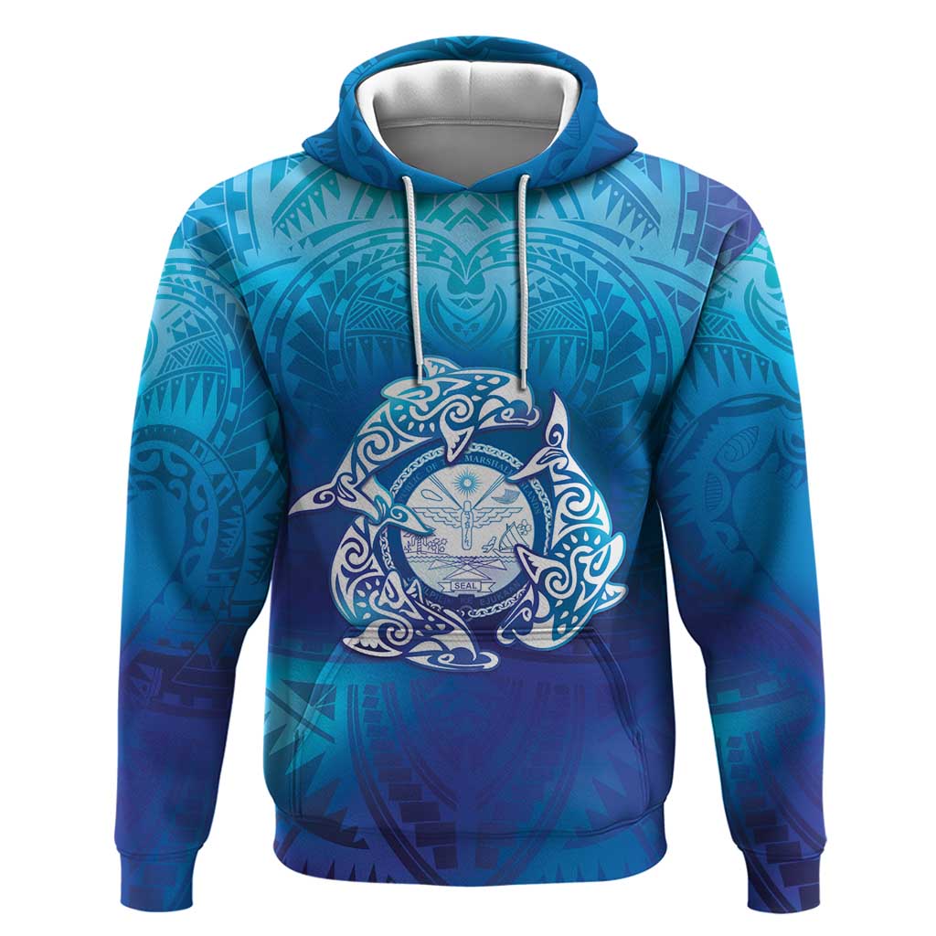 Marshall Islands Manit Day Zip Hoodie Tribal Dolphin With Marshall Seal - Polynesian Pride