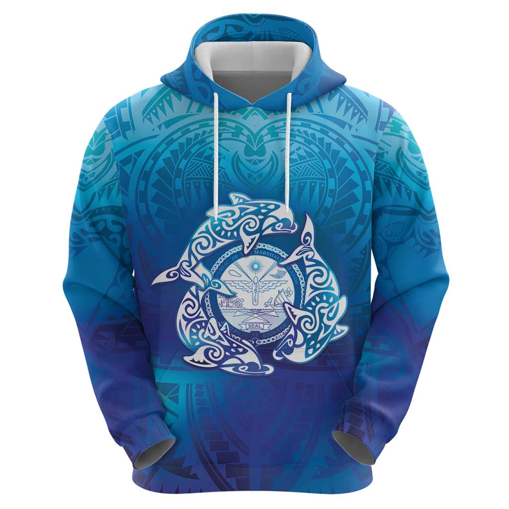 Marshall Islands Manit Day Zip Hoodie Tribal Dolphin With Marshall Seal - Polynesian Pride