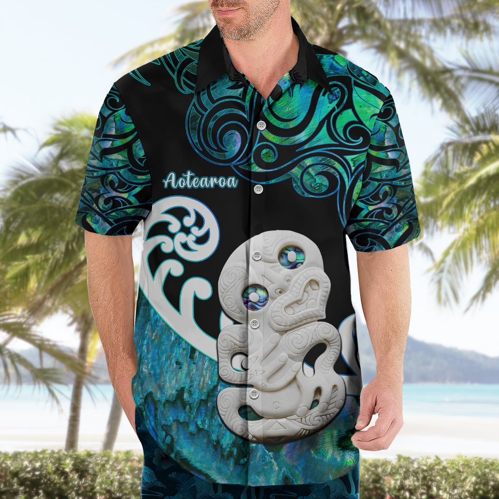 Personalized Aotearoa New Zealand Hawaiian Shirt Paua Shell Fern Koru With Maori Hei Tiki LT05 - Polynesian Pride