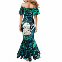 Personalized Aotearoa New Zealand Mermaid Dress Paua Shell Fern Koru With Maori Hei Tiki LT05 - Polynesian Pride