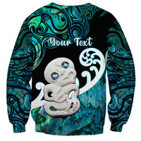 Personalized Aotearoa New Zealand Sweatshirt Paua Shell Fern Koru With Maori Hei Tiki LT05 - Polynesian Pride