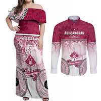 Adi Cakobau School Couples Matching Off Shoulder Maxi Dress and Long Sleeve Button Shirts 75th Anniversary LT05 Pink - Polynesian Pride