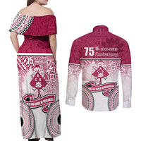Adi Cakobau School Couples Matching Off Shoulder Maxi Dress and Long Sleeve Button Shirts 75th Anniversary LT05 - Polynesian Pride