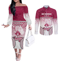 Adi Cakobau School Couples Matching Off The Shoulder Long Sleeve Dress and Long Sleeve Button Shirts 75th Anniversary LT05 Pink - Polynesian Pride