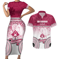 Adi Cakobau School Couples Matching Short Sleeve Bodycon Dress and Hawaiian Shirt 75th Anniversary LT05 Pink - Polynesian Pride