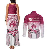 Adi Cakobau School Couples Matching Tank Maxi Dress and Long Sleeve Button Shirts 75th Anniversary LT05 - Polynesian Pride