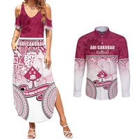 Personalized Adi Cakobau School Couples Matching Summer Maxi Dress and Long Sleeve Button Shirts With Fijian Tapa Pattern LT05 Pink - Polynesian Pride