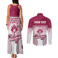 Personalized Adi Cakobau School Couples Matching Tank Maxi Dress and Long Sleeve Button Shirts With Fijian Tapa Pattern LT05 - Polynesian Pride