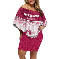 Personalized Adi Cakobau School Family Matching Off Shoulder Short Dress and Hawaiian Shirt With Fijian Tapa Pattern LT05 Mom's Dress Pink - Polynesian Pride