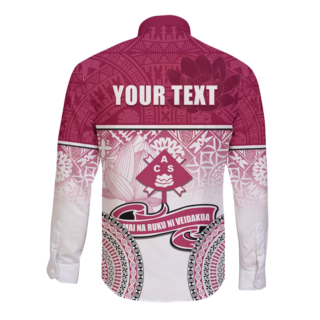 Personalized Adi Cakobau School Long Sleeve Button Shirt With Fijian Tapa Pattern LT05 - Polynesian Pride