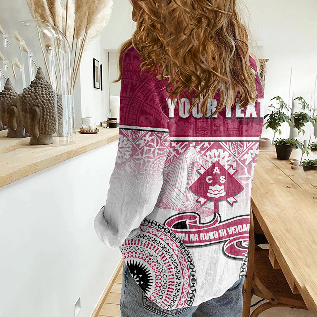 Personalized Adi Cakobau School Women Casual Shirt With Fijian Tapa Pattern LT05 - Polynesian Pride
