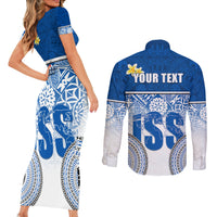 Personalized International School Suva Couples Matching Short Sleeve Bodycon Dress and Long Sleeve Button Shirts With Fijian Tapa Pattern LT05 - Polynesian Pride