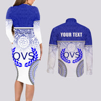 Personalized Queen Victoria School Couples Matching Long Sleeve Bodycon Dress and Long Sleeve Button Shirts With Fijian Tapa Pattern LT05 - Polynesian Pride