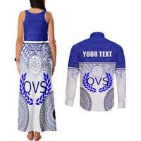 Personalized Queen Victoria School Couples Matching Tank Maxi Dress and Long Sleeve Button Shirts With Fijian Tapa Pattern LT05 - Polynesian Pride