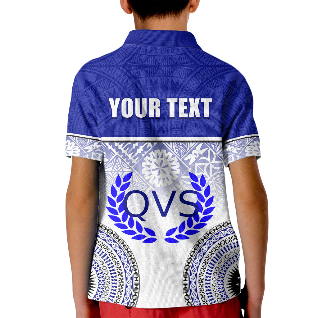 Personalized Queen Victoria School Kid Polo Shirt With Fijian Tapa Pattern LT05 - Polynesian Pride
