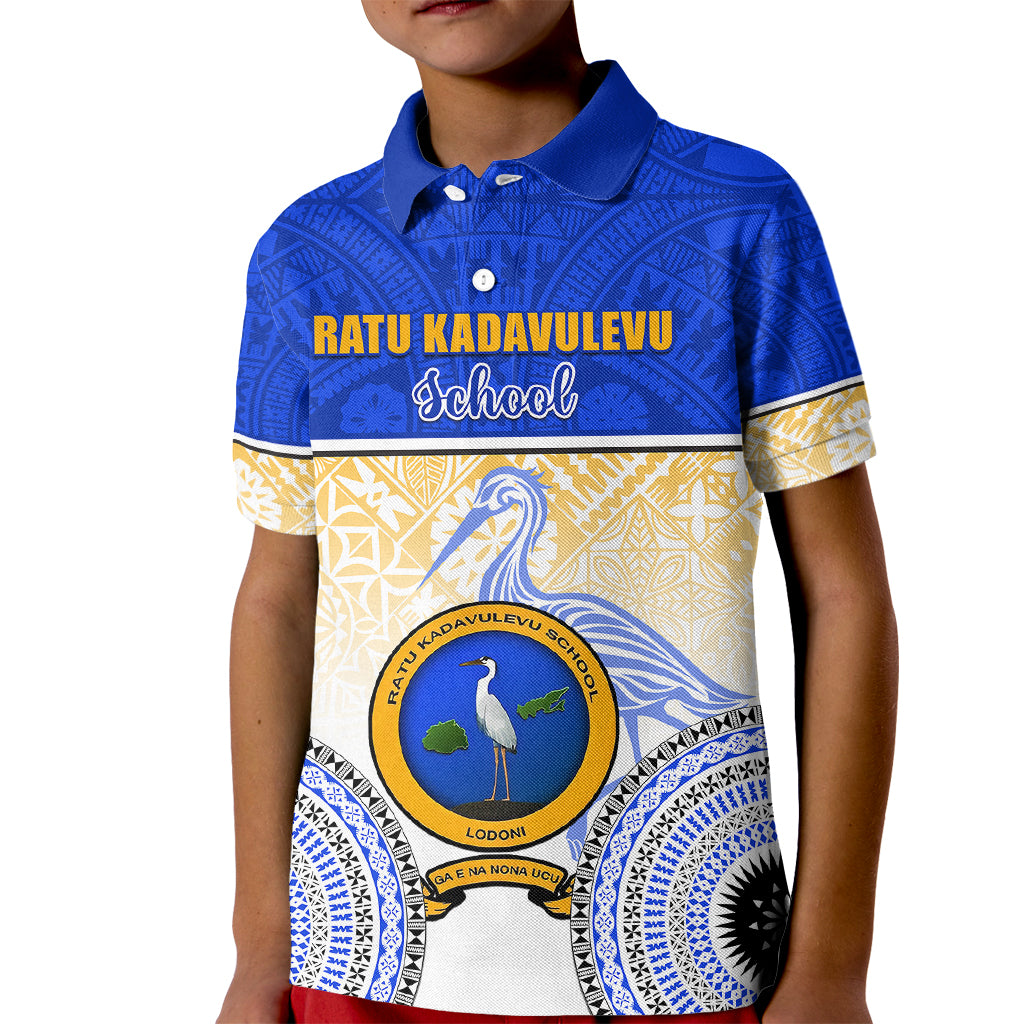 Personalized Ratu Kadavulevu School Kid Polo Shirt With Fijian Tapa Pattern LT05 Kid Blue - Polynesian Pride