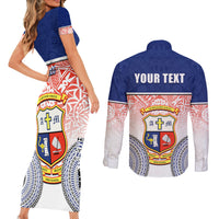 Personalized Marist Brothers High School Couples Matching Short Sleeve Bodycon Dress and Long Sleeve Button Shirts With Fijian Tapa Pattern LT05 - Polynesian Pride