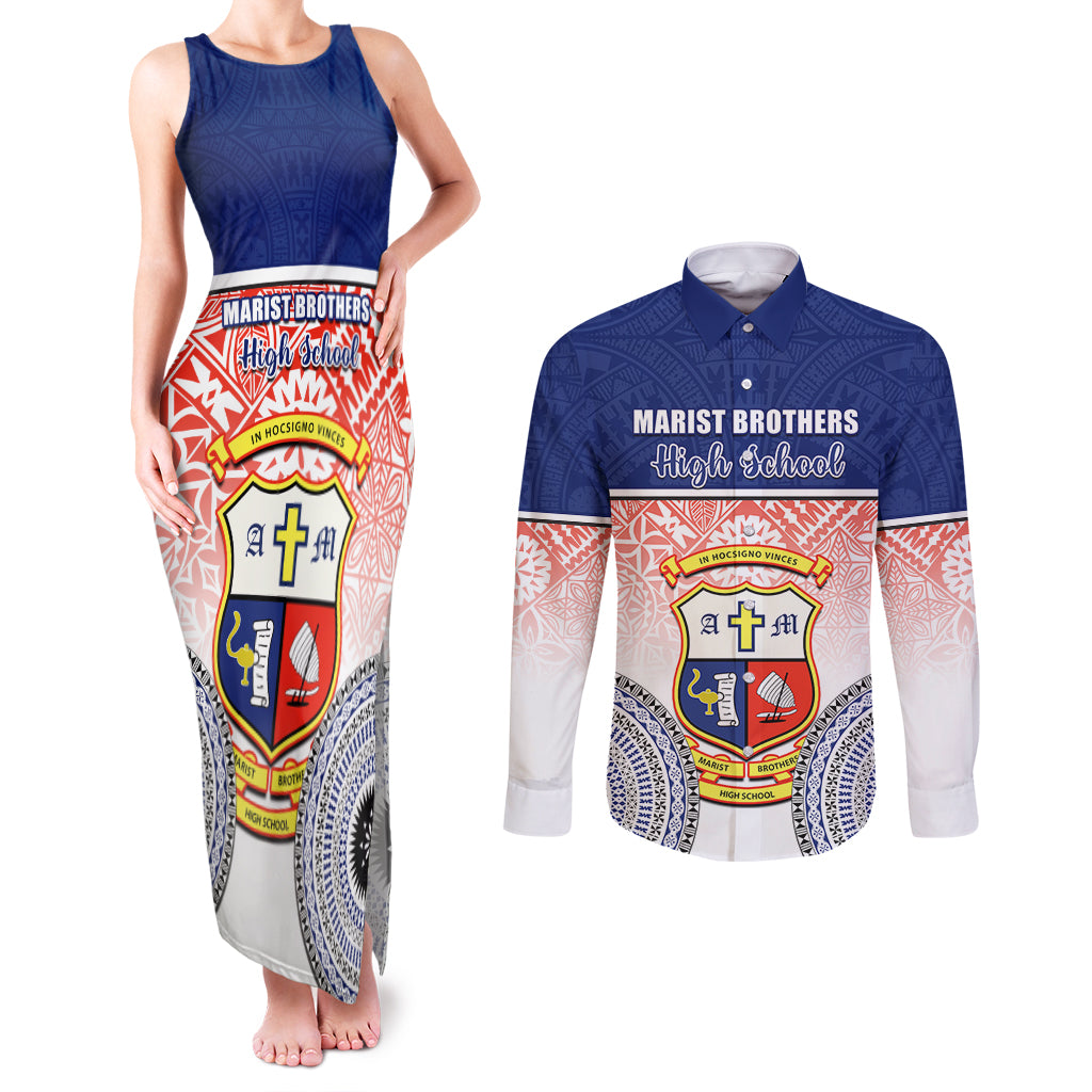 personalized-marist-brothers-high-school-couples-matching-tank-maxi-dress-and-long-sleeve-button-shirts-with-fijian-tapa-pattern