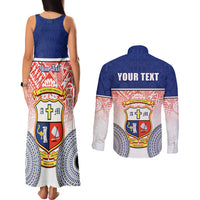 Personalized Marist Brothers High School Couples Matching Tank Maxi Dress and Long Sleeve Button Shirts With Fijian Tapa Pattern LT05 - Polynesian Pride