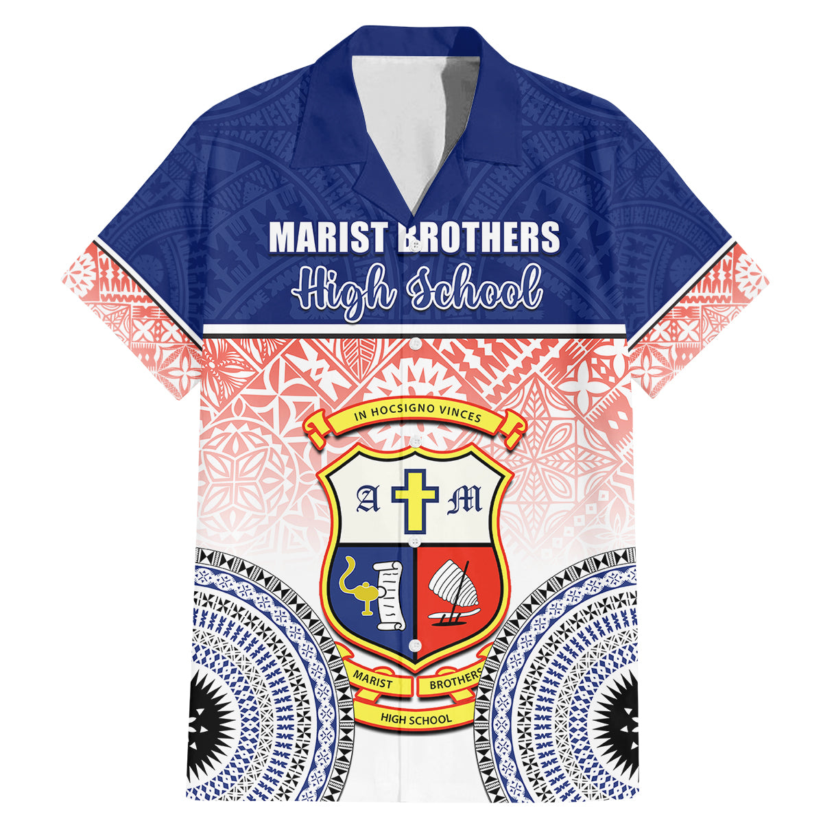 Personalized Marist Brothers High School Family Matching Mermaid Dress and Hawaiian Shirt With Fijian Tapa Pattern LT05 Dad's Shirt - Short Sleeve Blue - Polynesian Pride