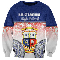 Personalized Marist Brothers High School Sweatshirt With Fijian Tapa Pattern LT05 Unisex Blue - Polynesian Pride
