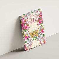 Hawaii Palaka Canvas Wall Art Yellow Tribal Pattern With Tropical Flowers - Polynesian Pride