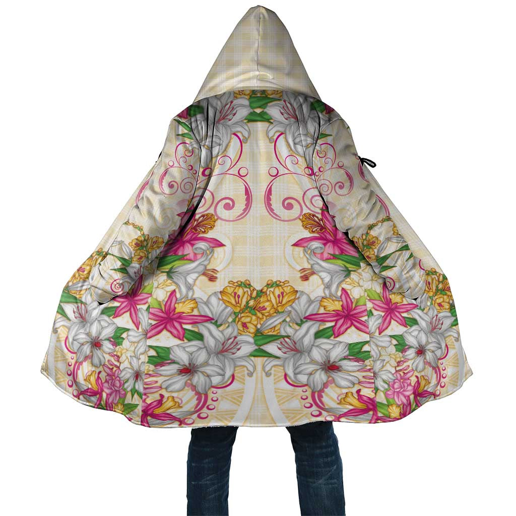 Hawaii Palaka Cloak Yellow Tribal Pattern With Tropical Flowers - Polynesian Pride