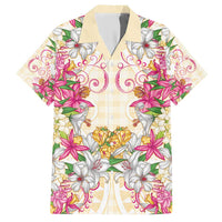 Hawaii Palaka Hawaiian Shirt Yellow Tribal Pattern With Tropical Flowers - Polynesian Pride