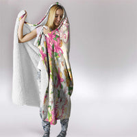 Hawaii Palaka Hooded Blanket Yellow Tribal Pattern With Tropical Flowers - Polynesian Pride