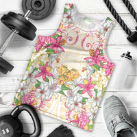 Hawaii Palaka Men Tank Top Yellow Tribal Pattern With Tropical Flowers - Polynesian Pride