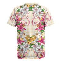 Hawaii Palaka Rugby Jersey Yellow Tribal Pattern With Tropical Flowers - Polynesian Pride