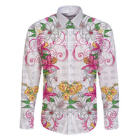 Hawaii Palaka Family Matching Puletasi and Hawaiian Shirt White Tribal Pattern With Tropical Flowers - Polynesian Pride