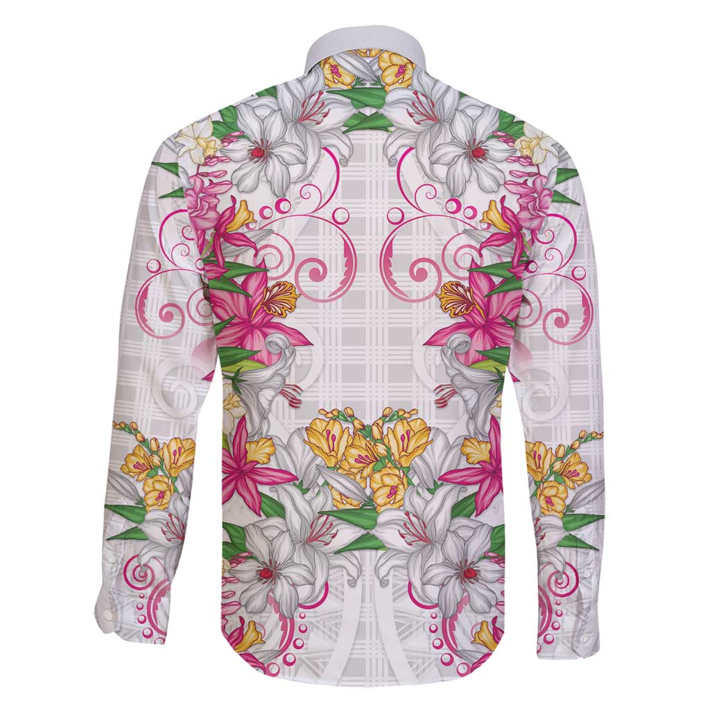 Hawaii Palaka Family Matching Puletasi and Hawaiian Shirt White Tribal Pattern With Tropical Flowers - Polynesian Pride