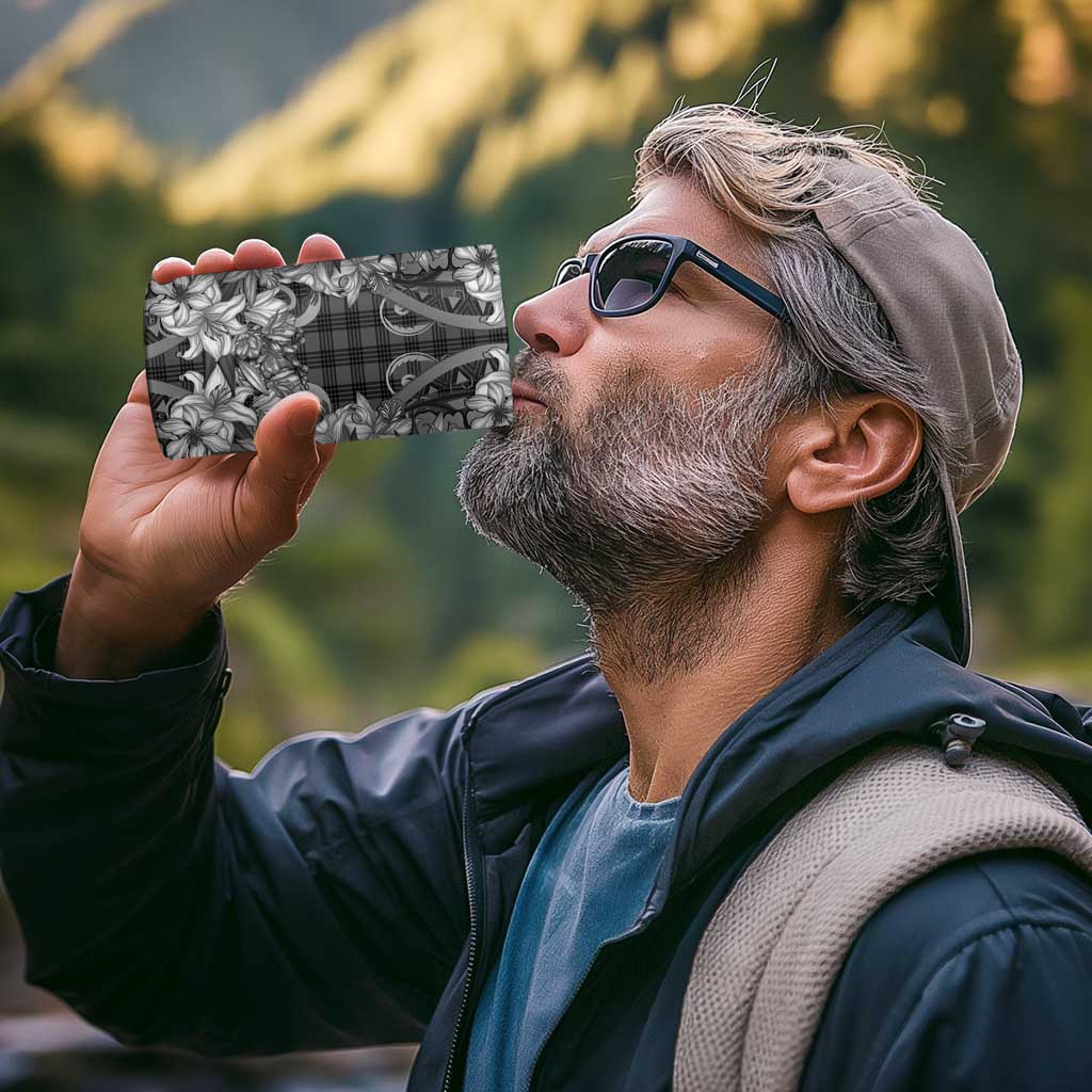 Hawaii Palaka 4 in 1 Can Cooler Tumbler Black Tribal Pattern With Tropical Flowers - Polynesian Pride